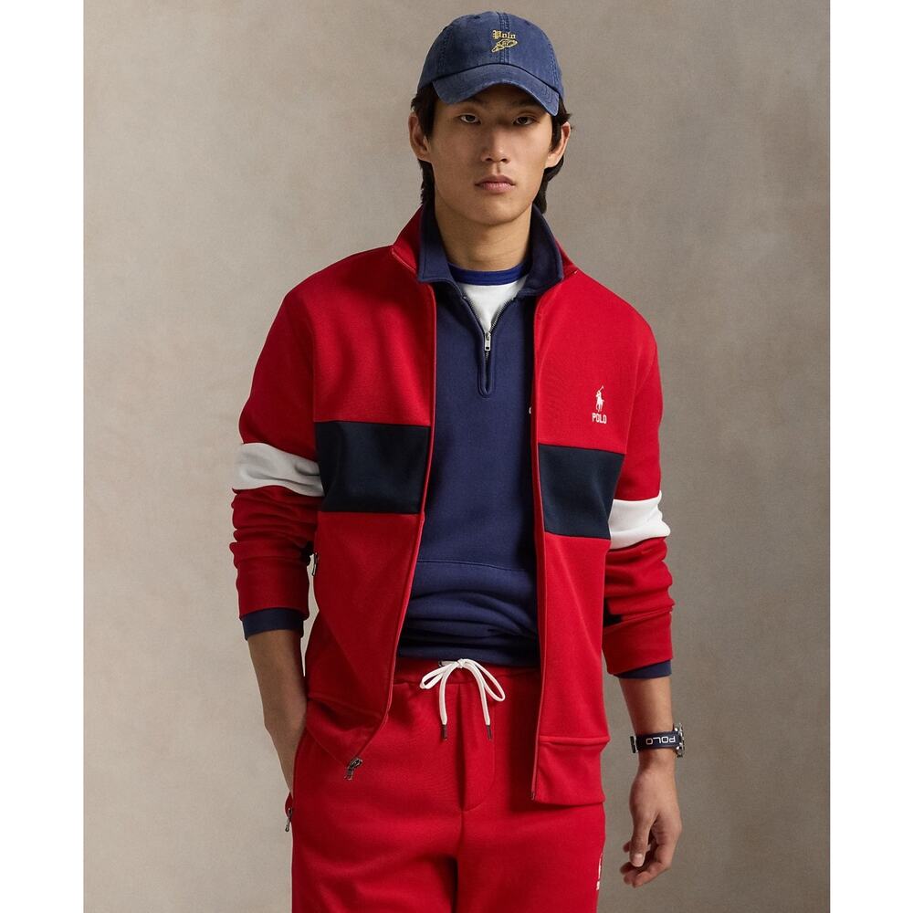 Polo Ralph Lauren Double-Knit Relaxed Fit Track Jacket Red Multicolor Large - Picture 2 of 6